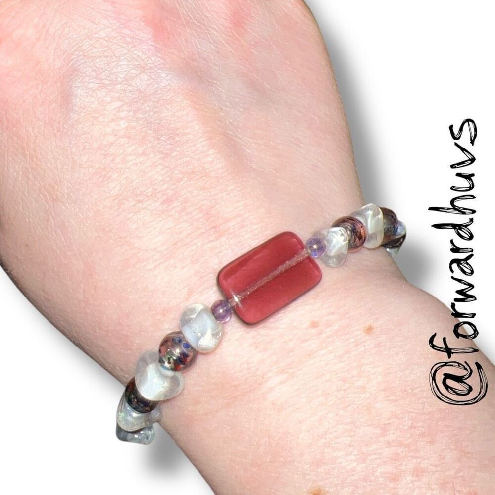 Bundle Sale 3 for $15 | Purple & Clear Glass Stretch Bead Bracelet
